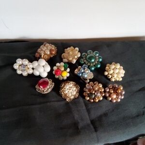 Vintage Clip-on Earrings Bundle Of 10 Single.